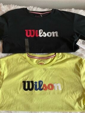 Wilson Kids Short-Sleeve Logo Tees in Black and Neon Yellow